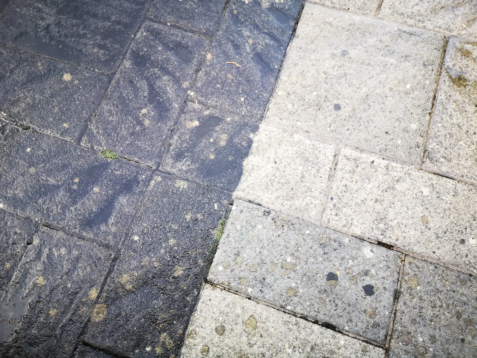 Clean natural stone patio in a garden