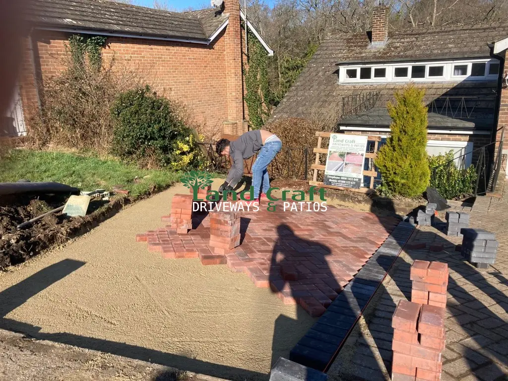 Laying block paving on a prepared base