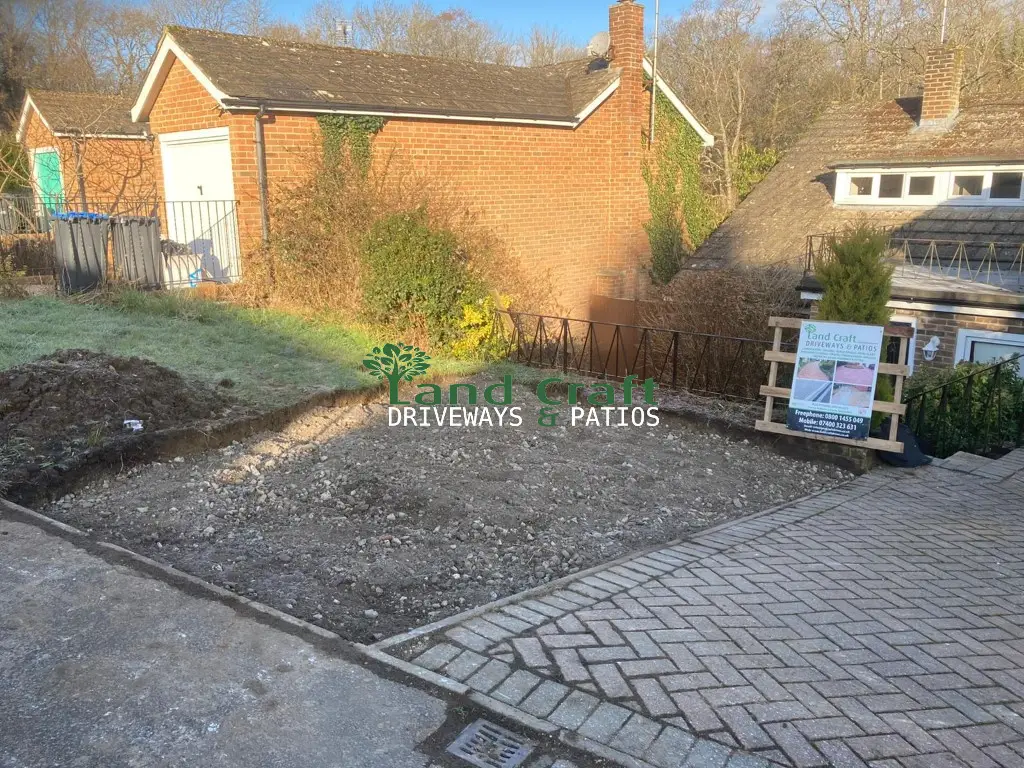 Driveway area prepared and edged