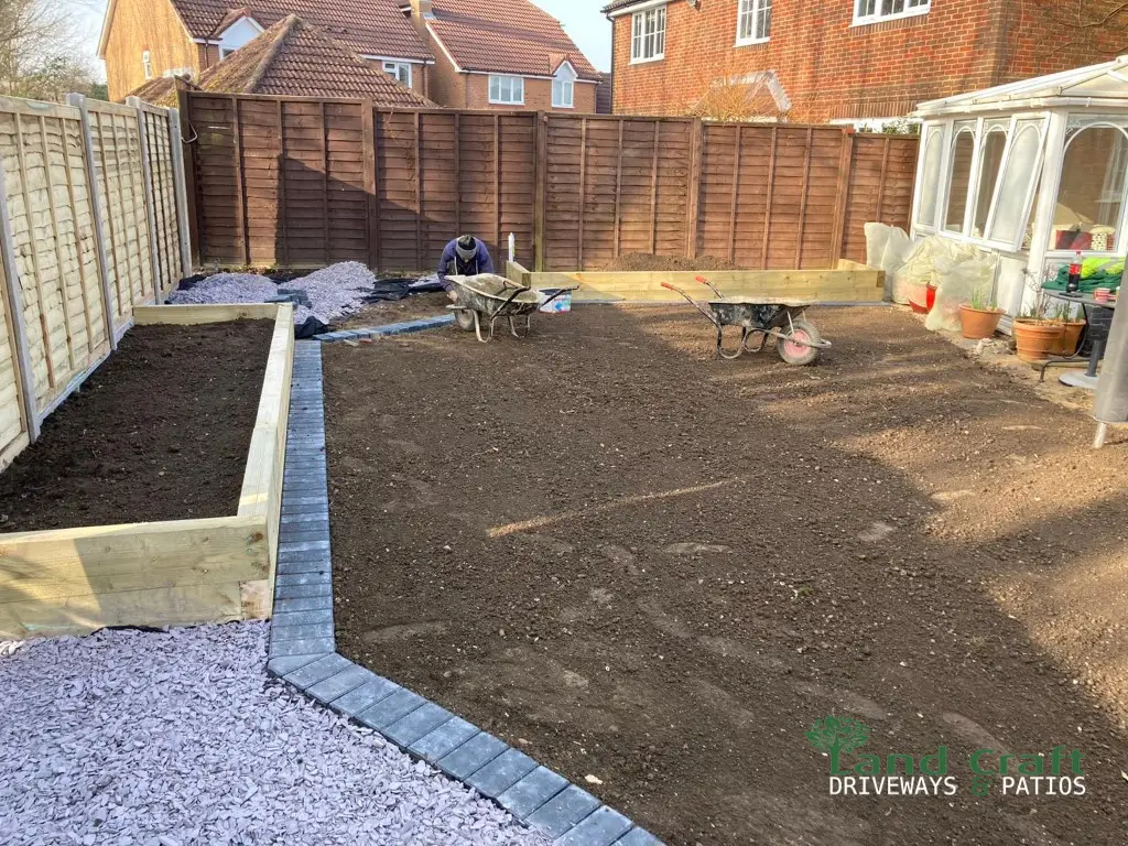 Raised beds and ground prepared for a new garden