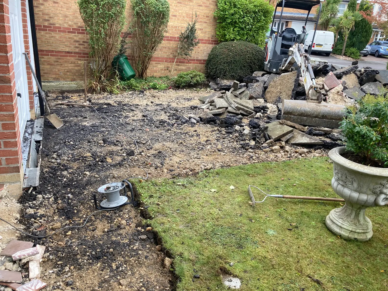 Old surface broken out ready for a new driveway