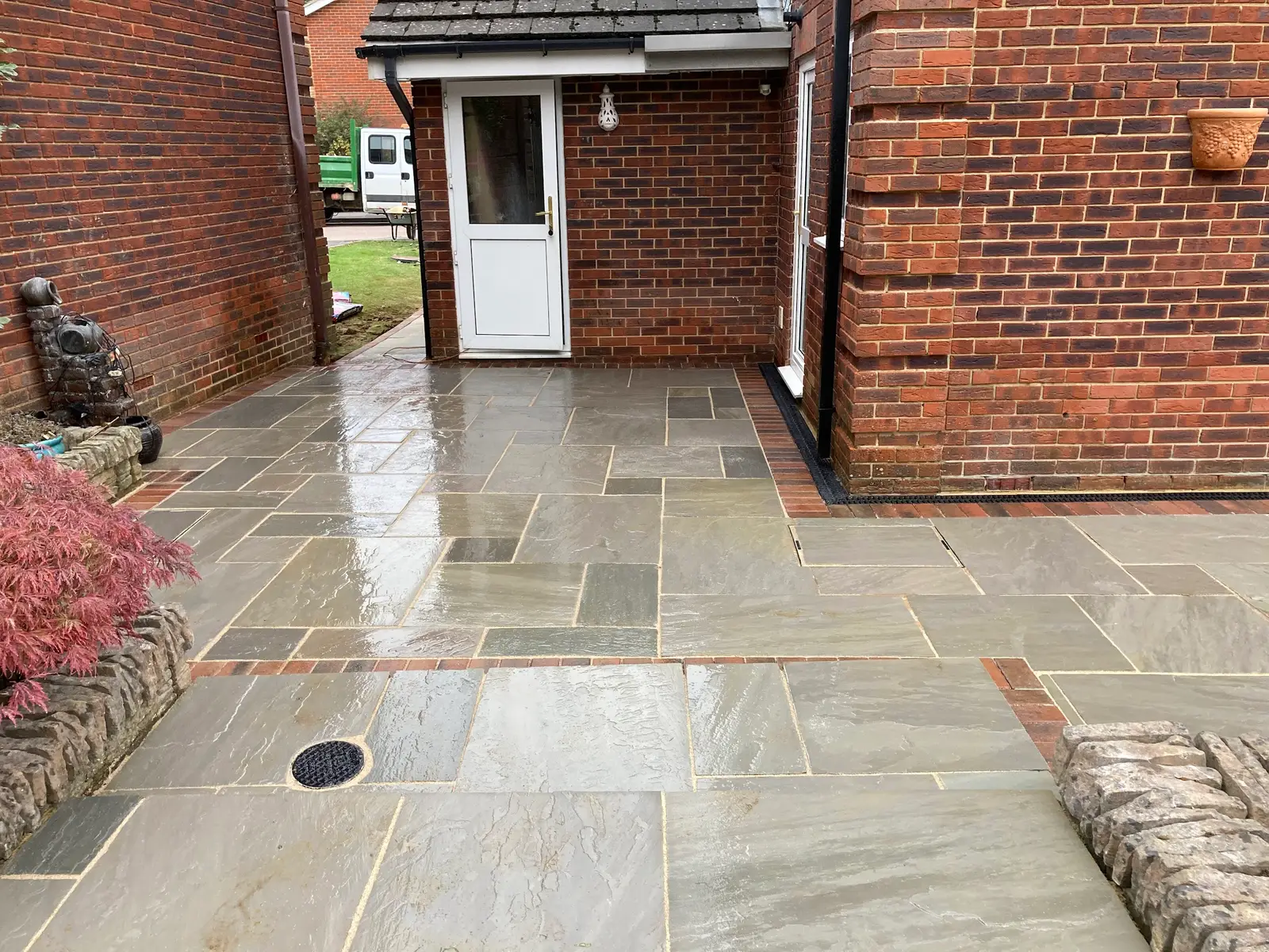 Grey natural stone courtyard patio